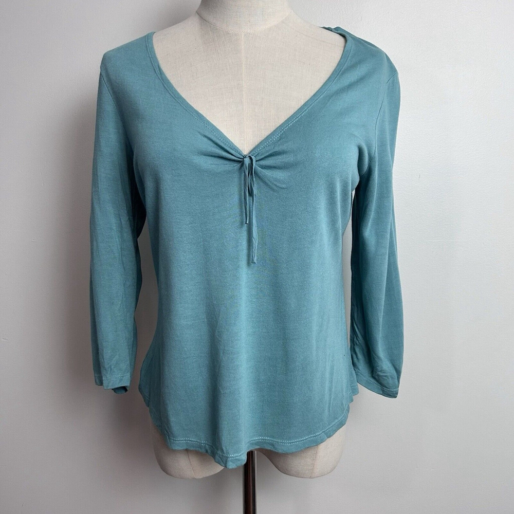 Boden Sz.12 Lightweight Drapey 3/4 Sleeve Chest Tie Up Casual Dainty Shirt